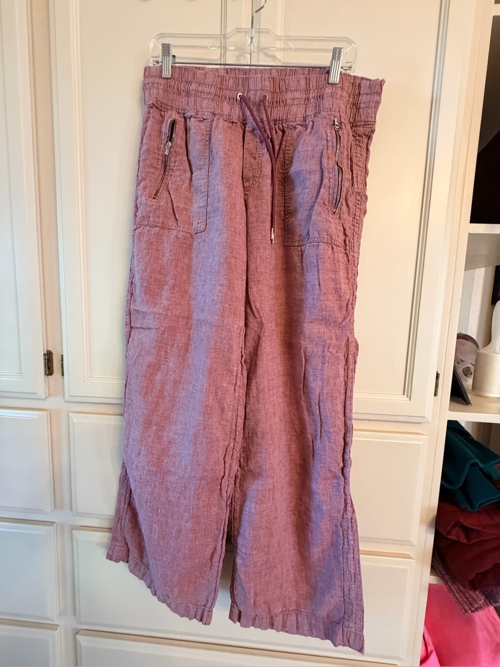 Athleta women’s pink linen size 14 women’s wide leg pants